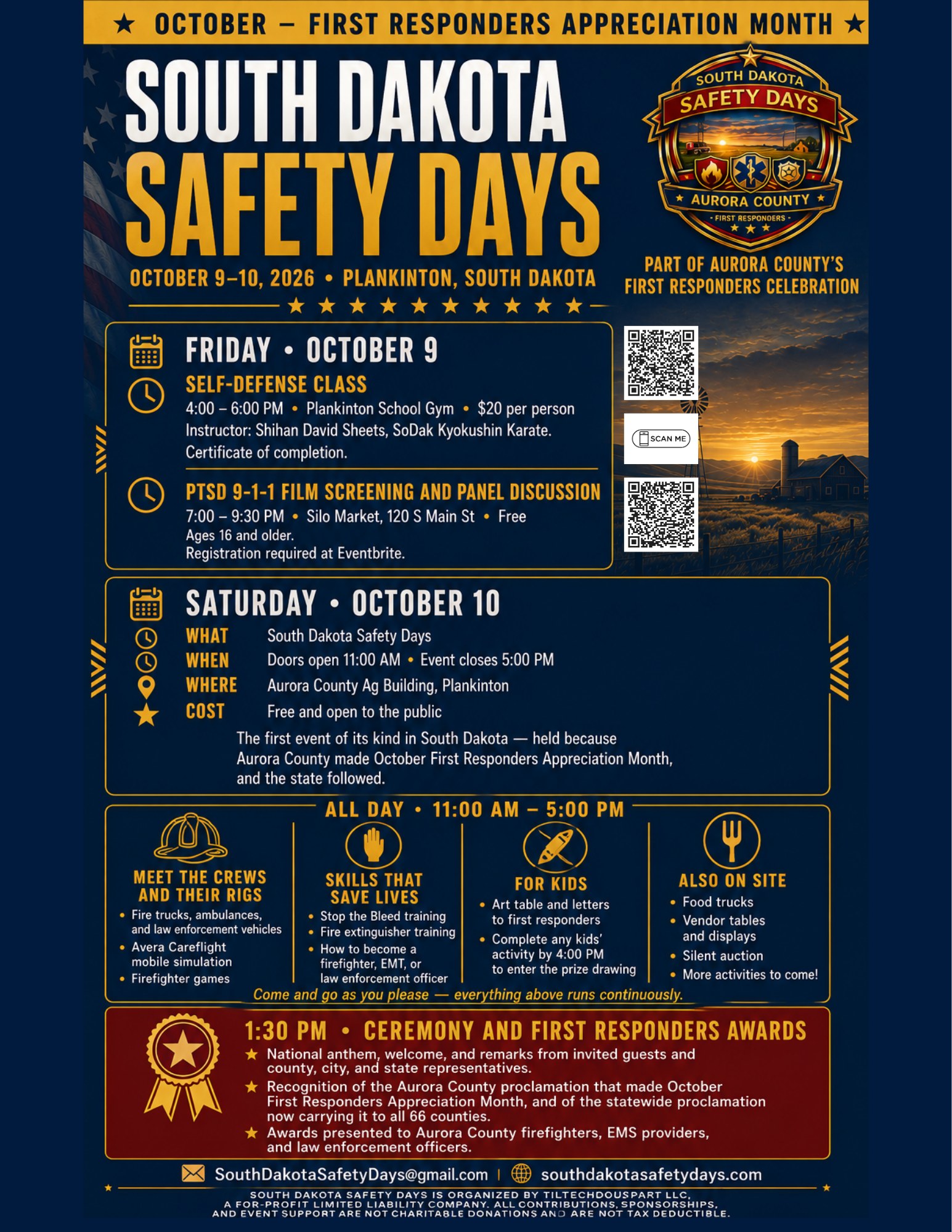 South Dakota Safety Days full event flyer for October 9 and 10, 2026