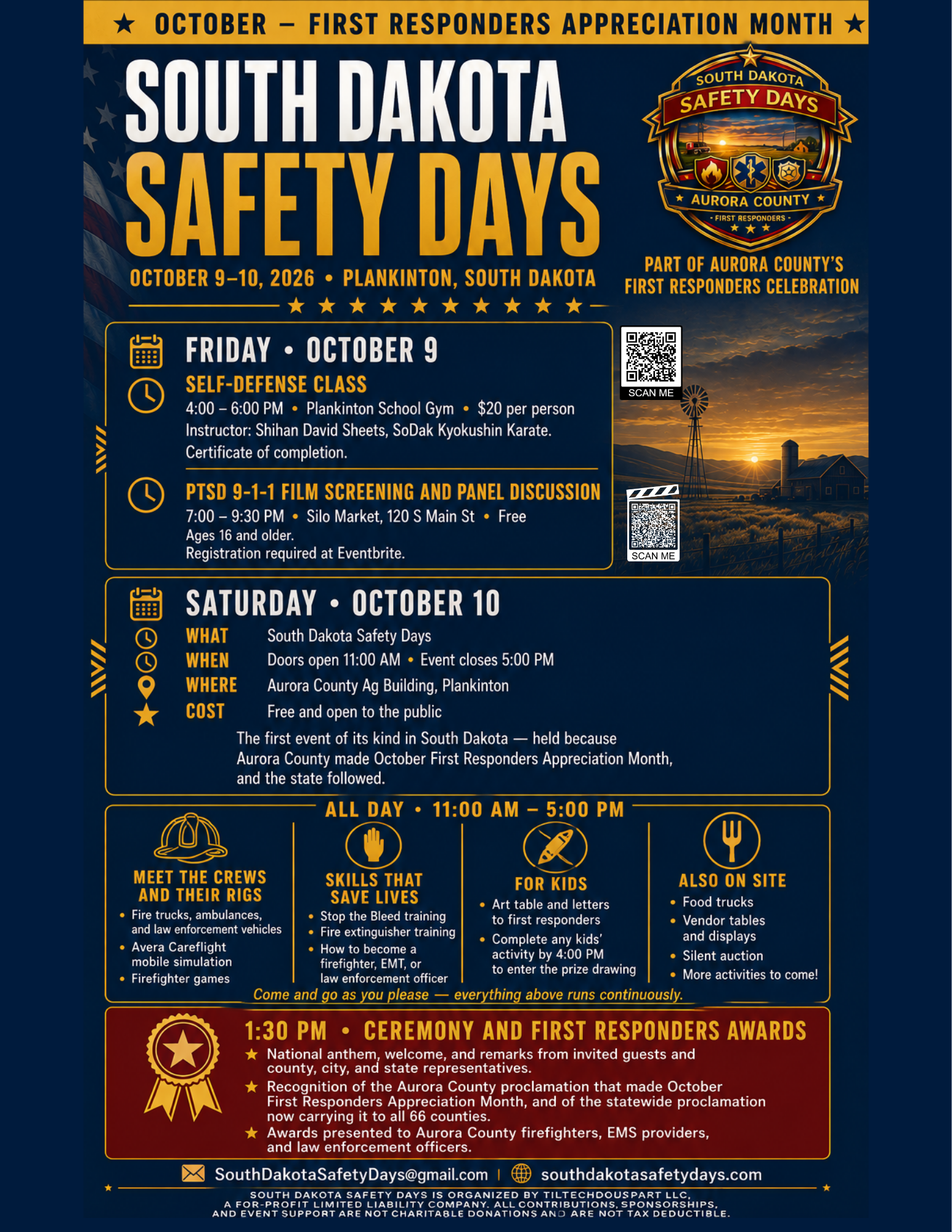 South Dakota Safety Days full event flyer for October 9 and 10, 2026